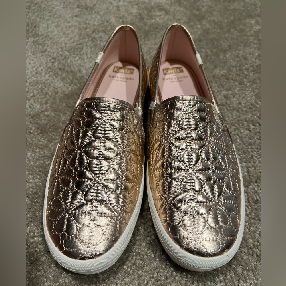 ♠️Keds for Kate Spade Gold Quilted Women's Slip-On Shoes